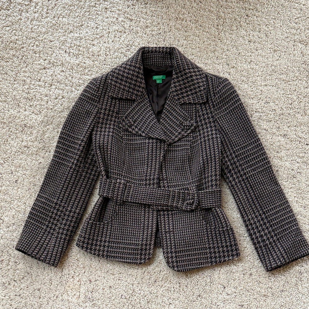 United Colors Of Benetton Black Houndstooth Blazer